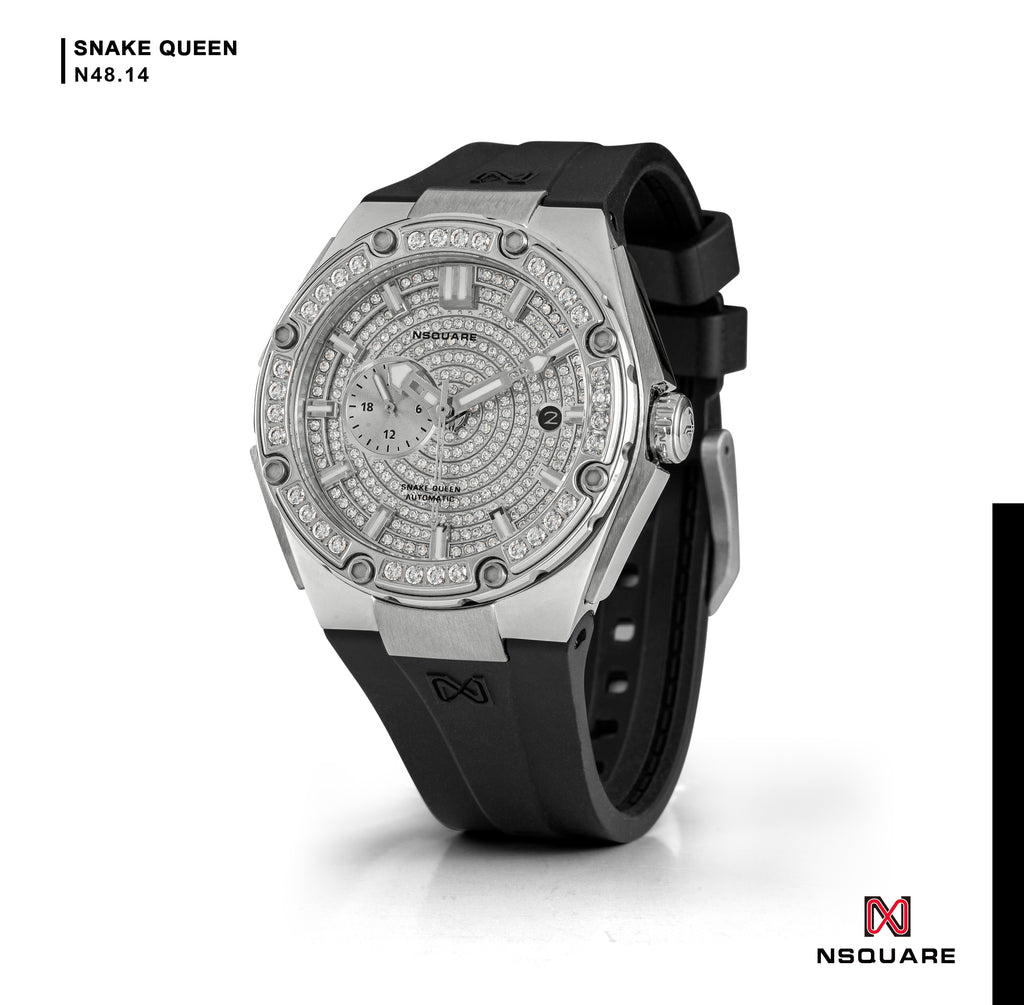 NSquare Dazz Automatic Watch 39mm N48.14 Dazz Steel+Red Strap|NSquare Dazz系列 自動錶 39毫米 N48.14 閃亮鋼+紅色錶帶