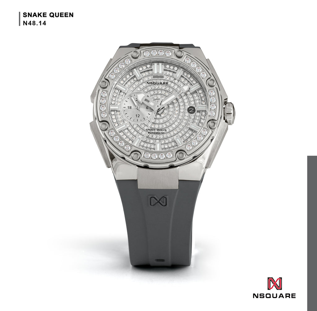 NSquare Dazz Automatic Watch 39mm N48.14 Dazz Steel+Gray Strap|NSquare Dazz系列 自動錶 39毫米 N48.14 閃亮鋼+灰色錶帶