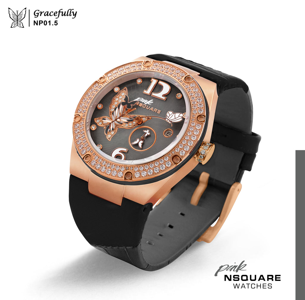 NSQUARE PINK Gracefully Automatic Watch-40mm  NP01.5|NSQUARE PINK 蝴蝶系列 自動錶-40毫米  NP01.5