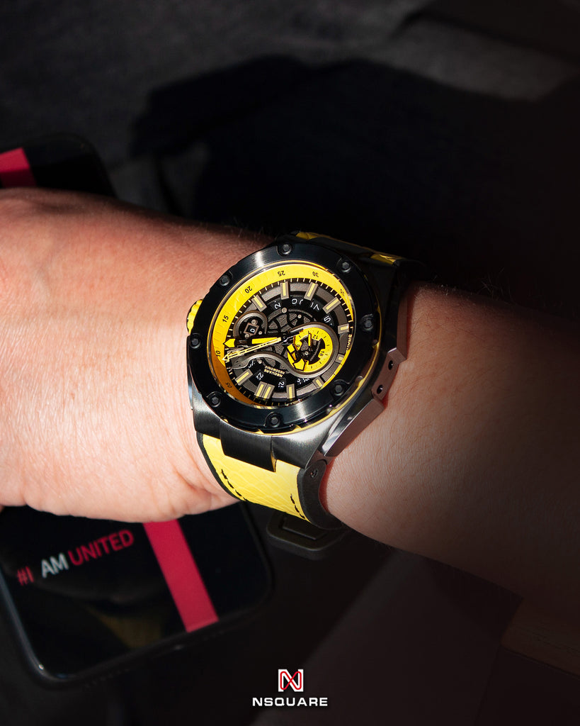 NSQUARE SnakeKing Automatic Watch-46mm N10.3 Gray/Tour Yellow|蛇皇系列 自動錶-46毫米  N10.3灰色/旅行黃