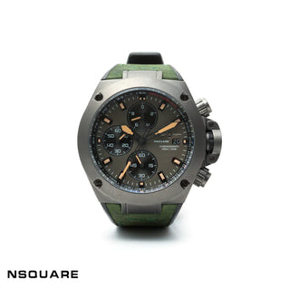 N03.2 Dual-material - Green Leather with Black Rubber Strap|N03.2 雙材質 - 綠色真皮和黑色橡膠帶
